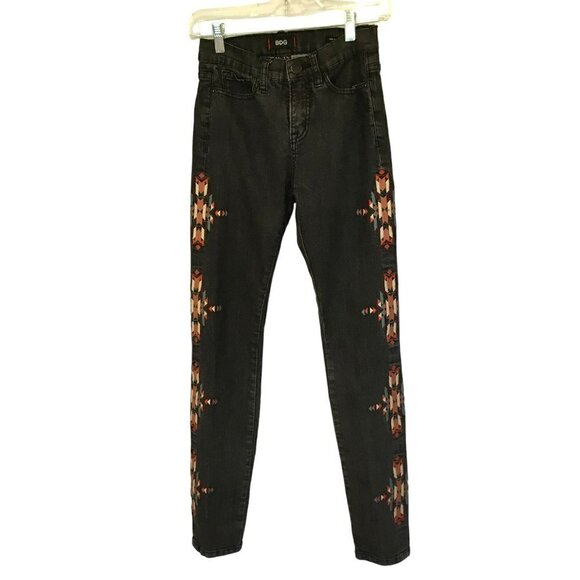 BDG Urban Outfitters Jeans Black Wash Cigarette Ankle Aztec Embroidered Size 25 - Picture 1 of 8